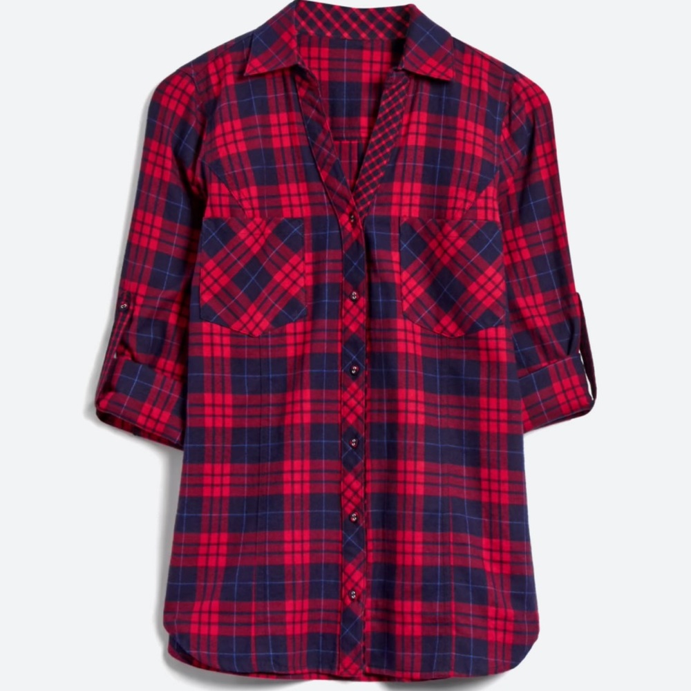 Skies Are Blue Plaid Pocket Top